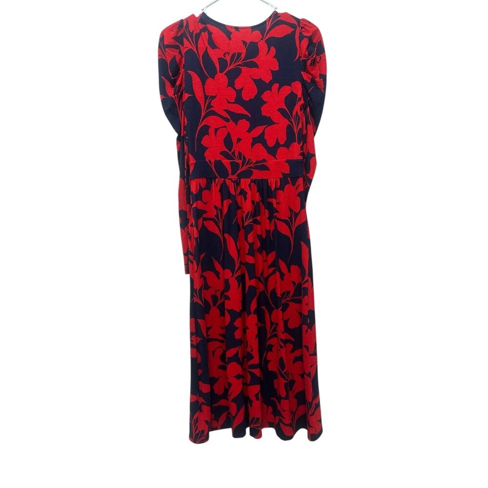 Sold Boden Floral Bloom Jersey Midi Dress Womens 2 Red Sundress Puff Sleeves - Picture 5 of 16
